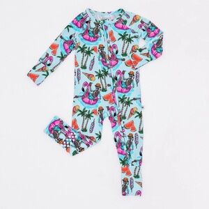 Bums and Roses Tropical Flamingo Kids One Piece